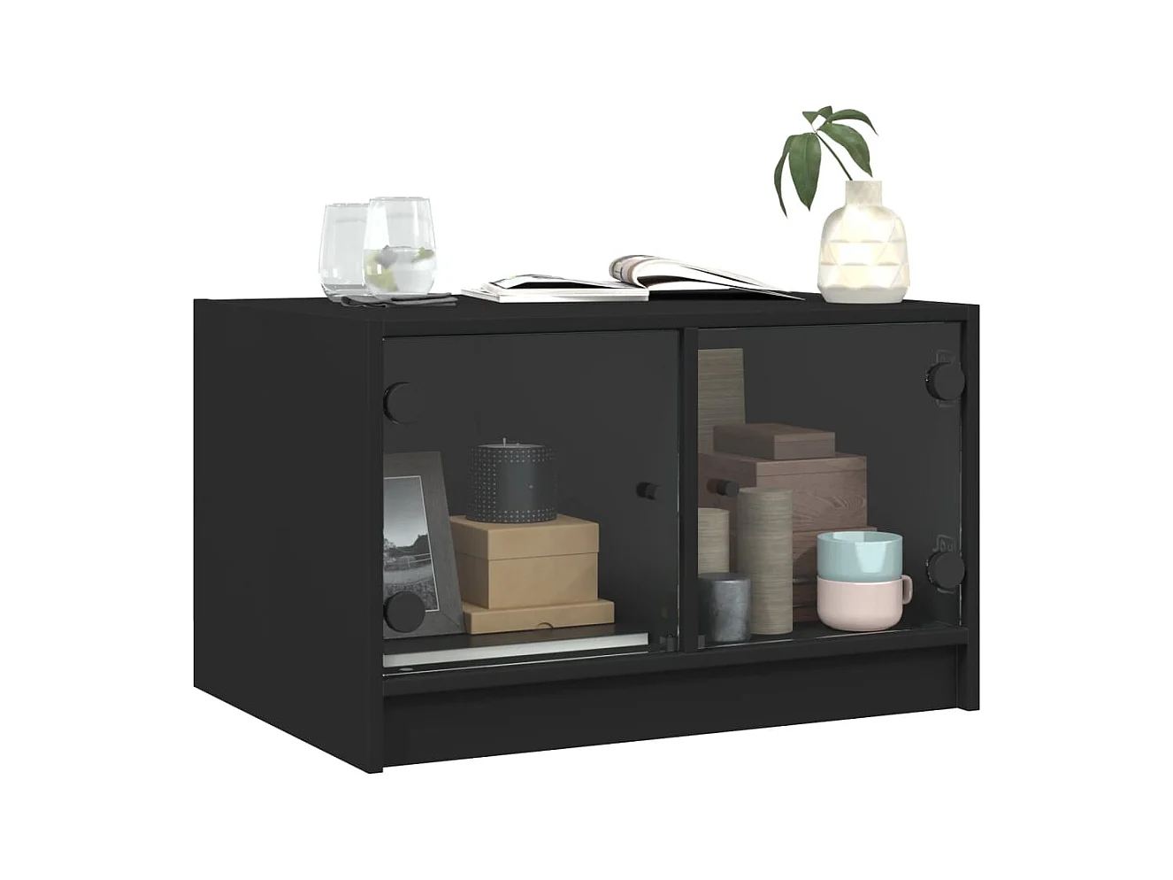 Mesa de centro-Mesa auxiliar de 2 niveles de MDF blanca SHL382404