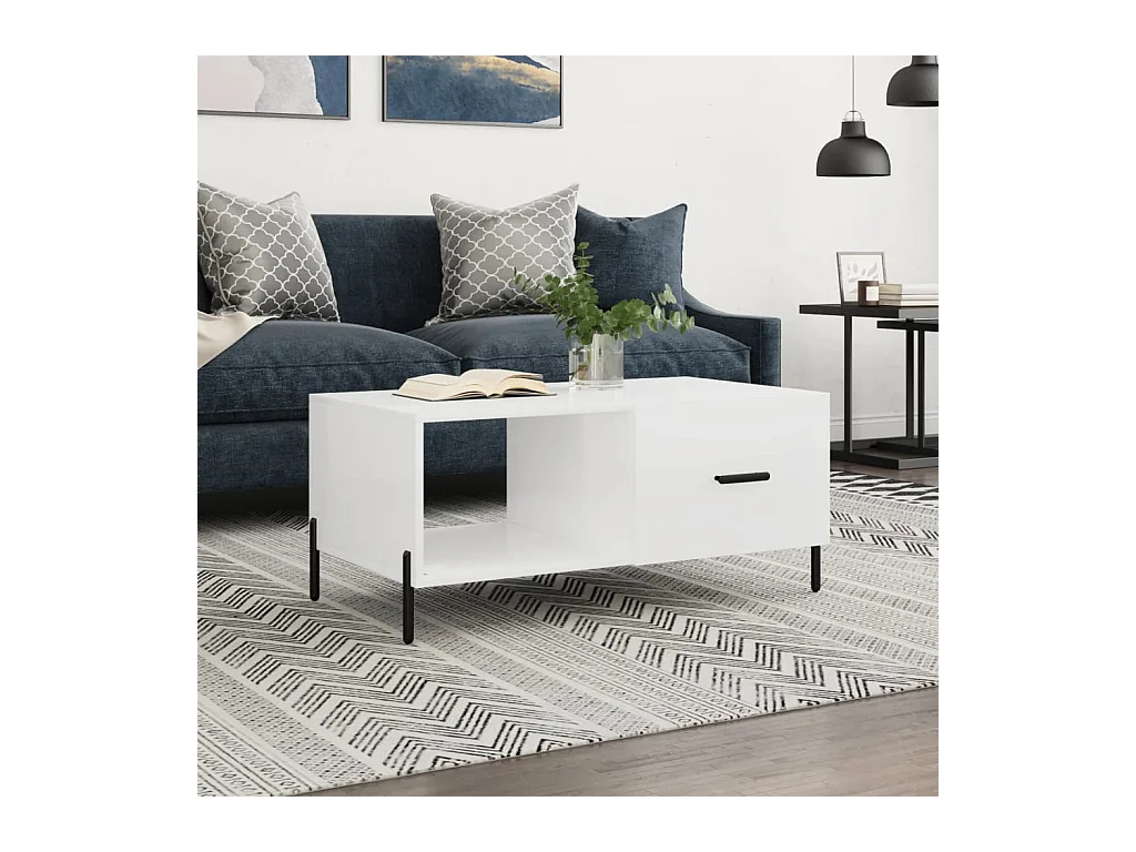 Mesa de centro | Mesa auxiliar madera de ingeniería negro 100x100x48,5 cm SHL3625