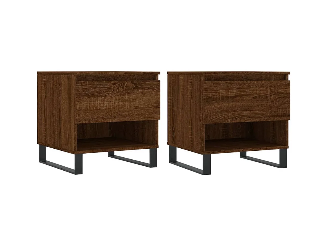Lot de 2 Tables basses-Tables d'appoint chêne marron 50x46x50 cm bois d'ingénierie SHL52603