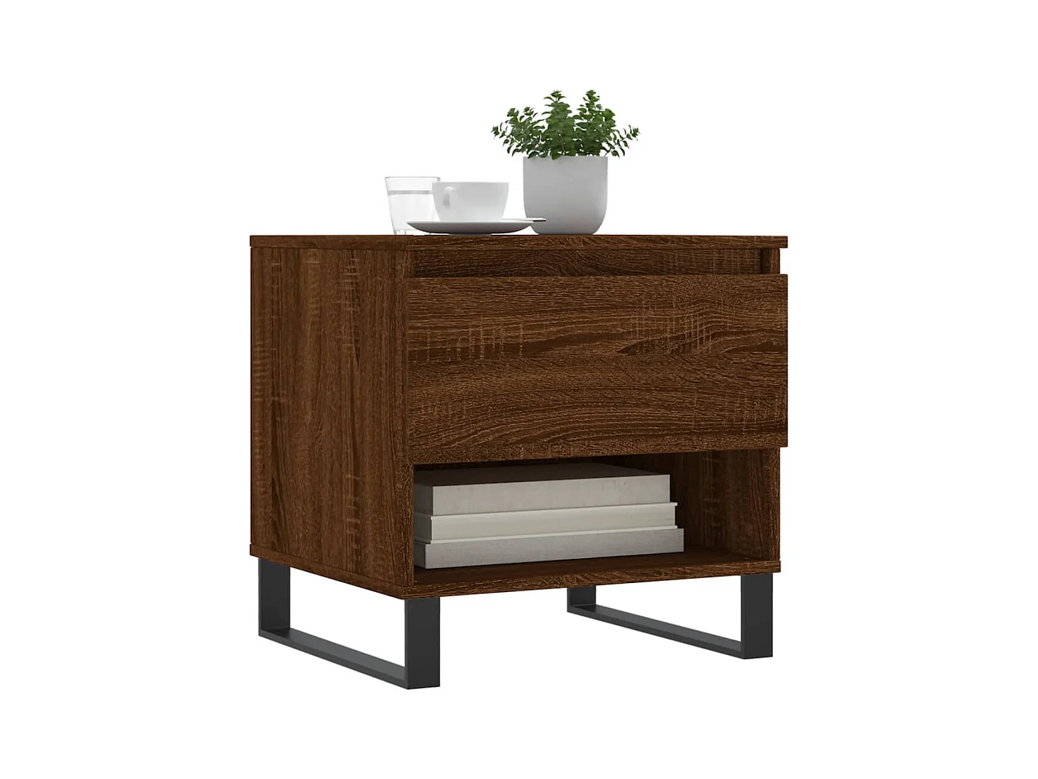 Lot de 2 Tables basses-Tables d'appoint chêne marron 50x46x50 cm bois d'ingénierie SHL52603