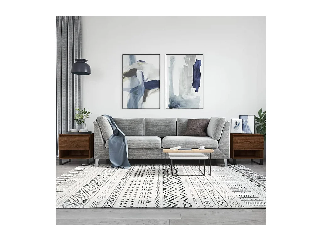 Lot de 2 Tables basses-Tables d'appoint chêne marron 50x46x50 cm bois d'ingénierie SHL52603