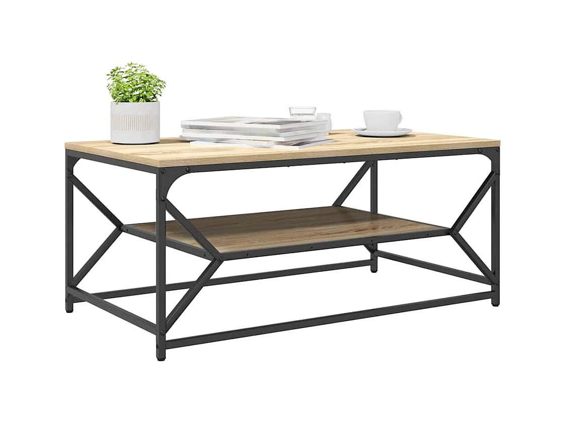 Mesa de centro-Mesa auxiliar-Mesita de centro madera de ingeniería gris hormigón 102x50x52,5cm SHL1208