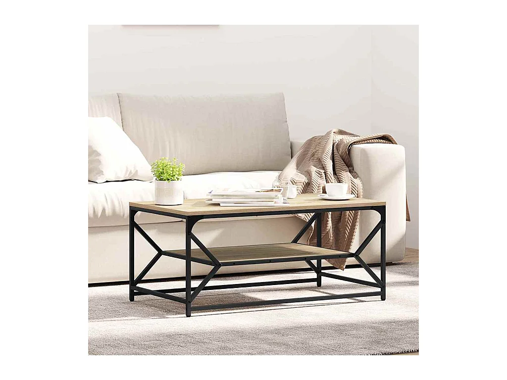 Mesa de centro-Mesa auxiliar-Mesita de centro madera de ingeniería gris hormigón 102x50x52,5cm SHL1208