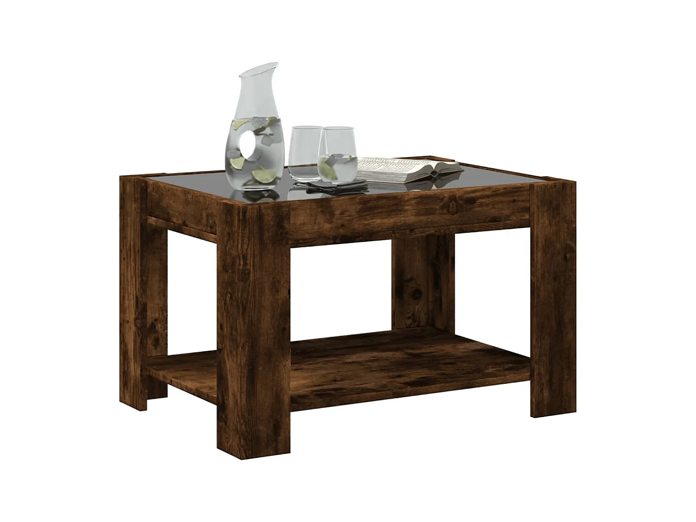 Mesa de centro-Mesa auxiliar madera contrachapada roble ahumado 100x50,5x35cm SHL1792