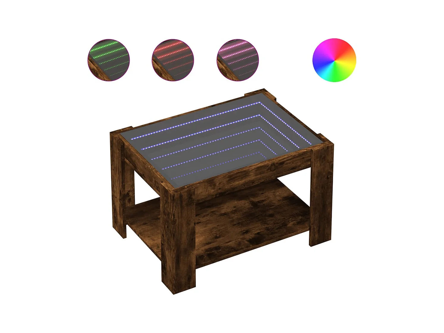 Table basse salon-Table d'appoint avec LED chêne fumé 73x53x45 cm bois d'ingénierie SHL91089
