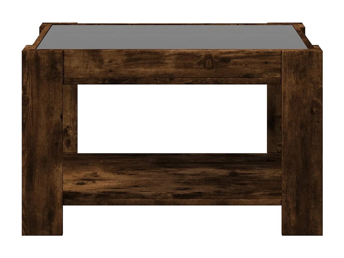 Salontafel | Bijzettafel met LED 73x53x45 cm bewerkt hout gerookt eikenkleur