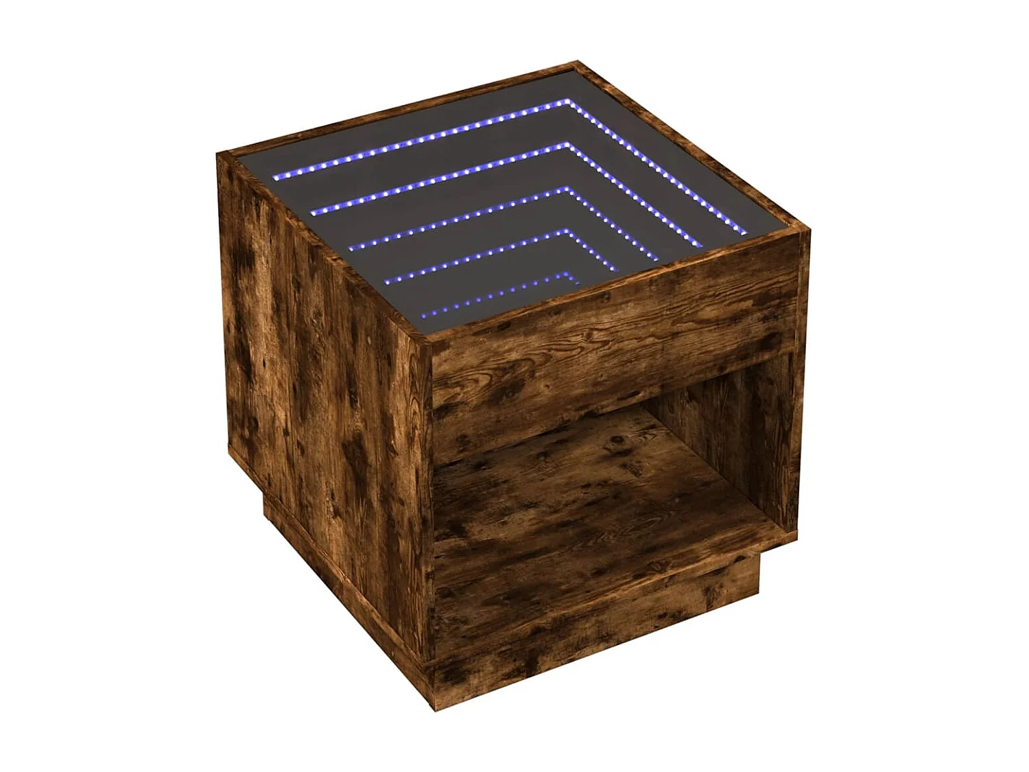 Couchtisch mit Infinity-LED | Beistelltische | Sofatisch Räuchereiche 50x50x50 cm SHL38659