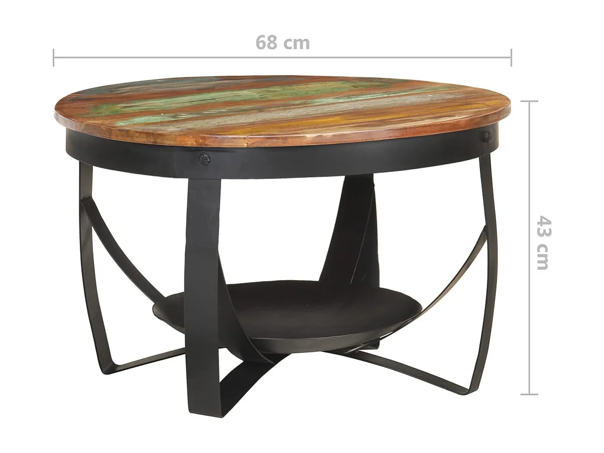 Couchtisch-Beistelltisch-Sofatisch Ø68x43 cm Recyceltes Massivholz SHL39051