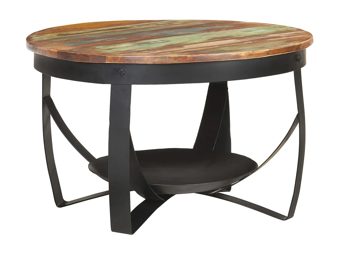 Couchtisch-Beistelltisch-Sofatisch Ø68x43 cm Recyceltes Massivholz SHL39051