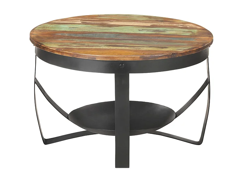 Couchtisch-Beistelltisch-Sofatisch Ø68x43 cm Recyceltes Massivholz SHL39051