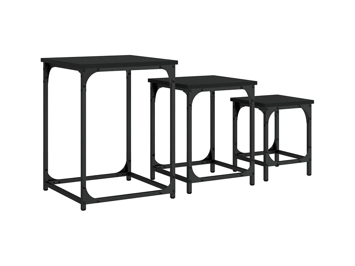 Tables basses gigognes 3 pièces noir bois d'ingénierie pour Salon, Chambre SHL69584