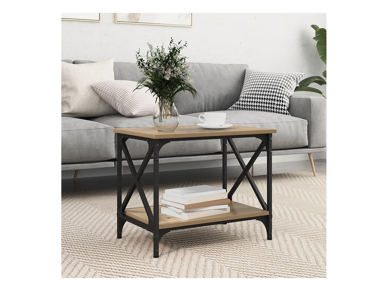 Mesas de centro | Mesas auxiliares 2 uds madera de ingeniería negro brillante SHL399531