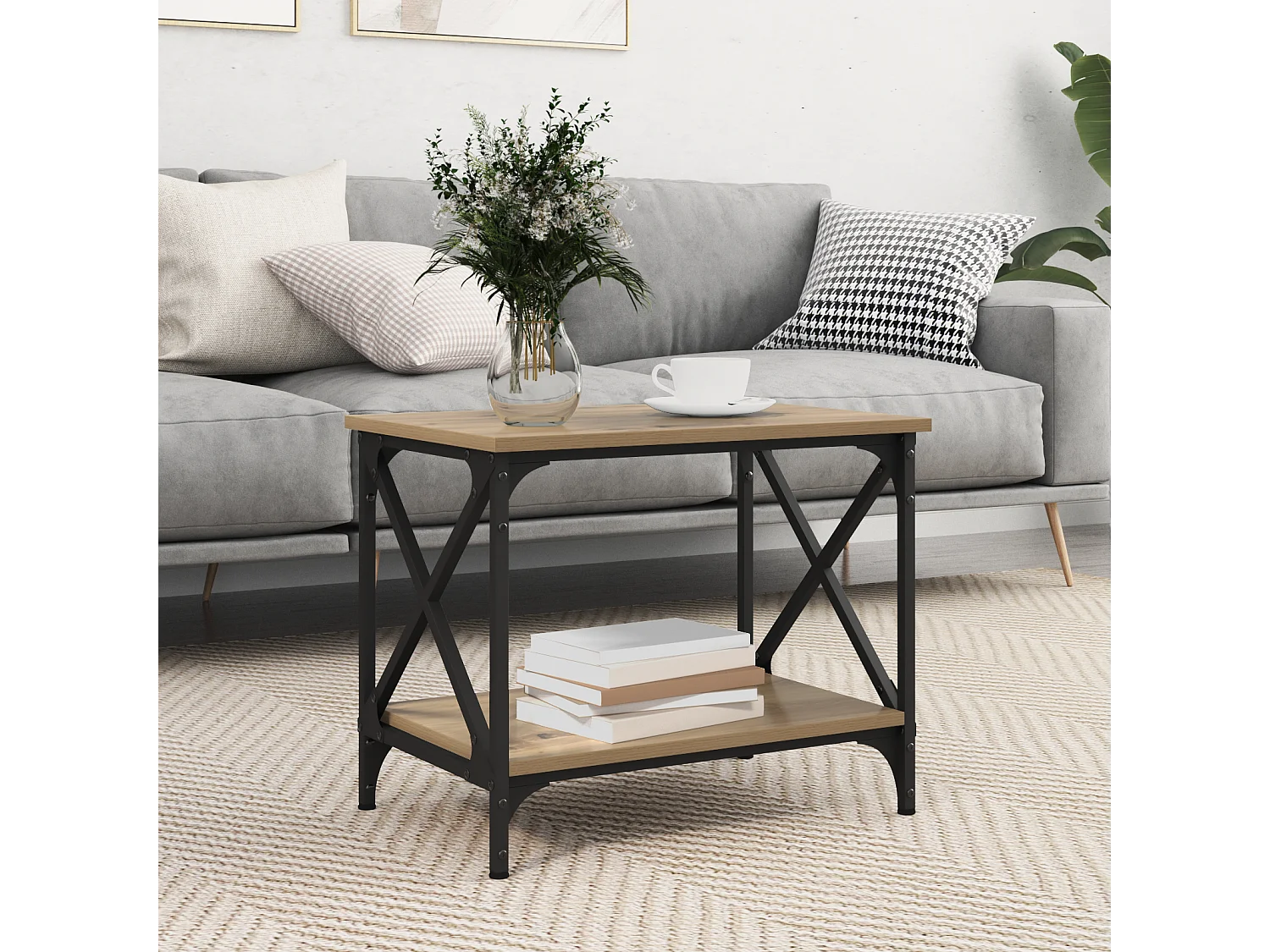 Couchtisch-Beistelltische-Sofatisch Artisan-Eiche 55x38x45 cm Holzwerkstoff SHL13160