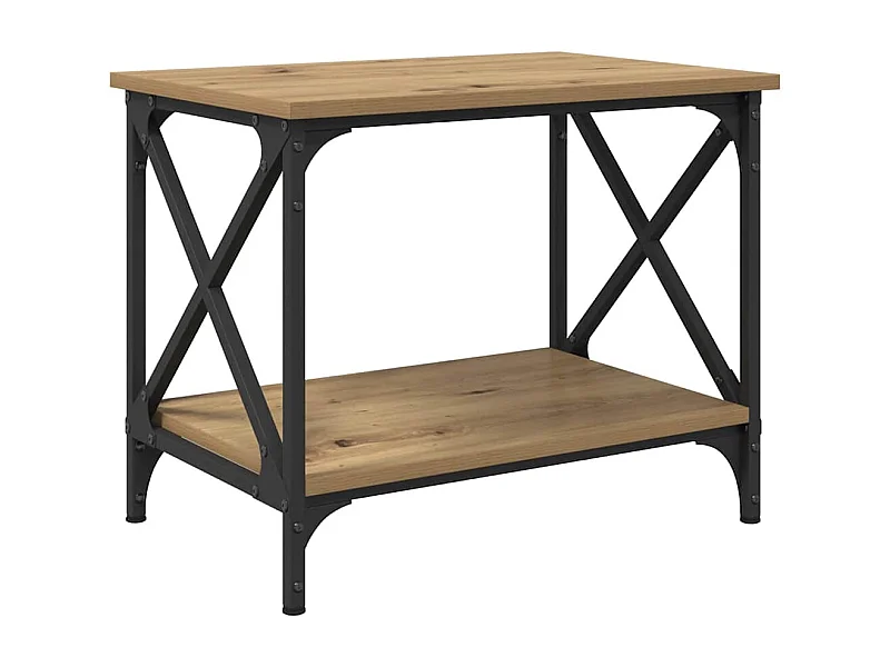 Table basse salon-Table d'appoint avec étagère avec stockage chêne artisanal 55x38x45 cm SHL7538