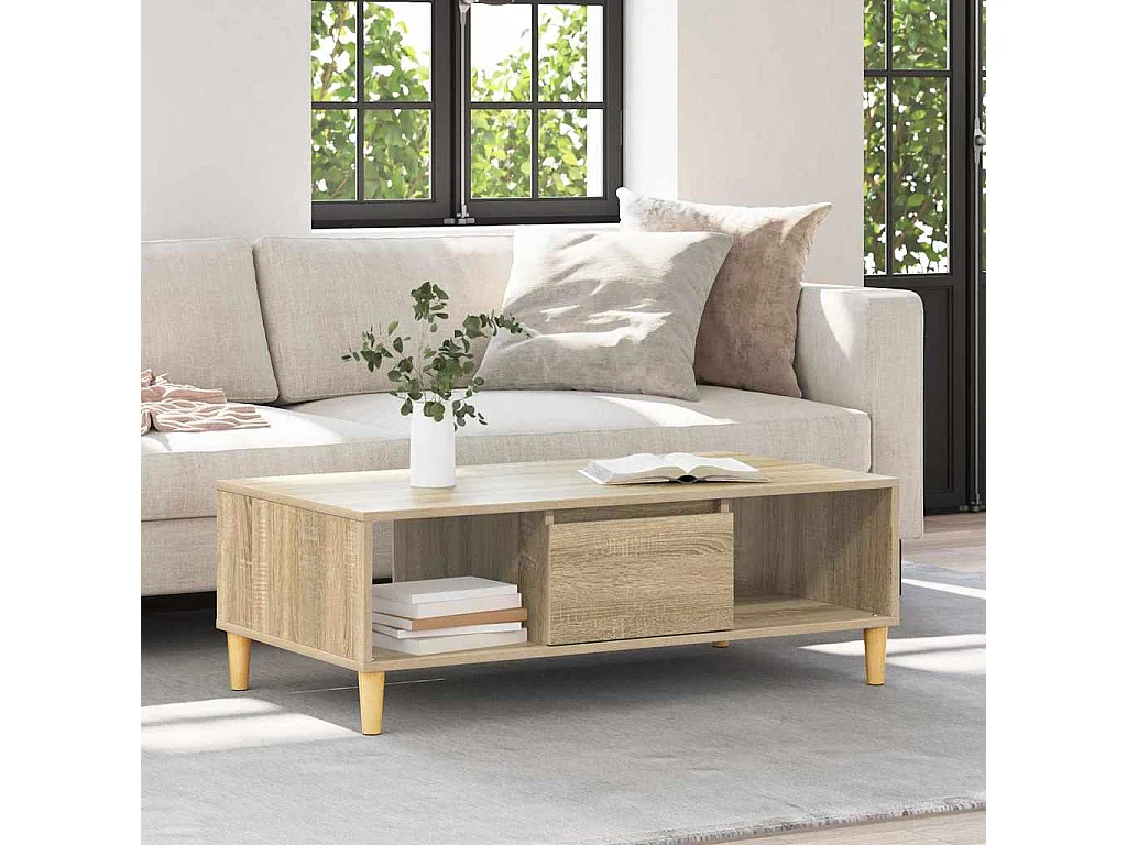 Salontafel | Woonkamertafel | Bijzettafel Sonoma eiken 103.5 x 60 x 35 cm Bewerkt hout