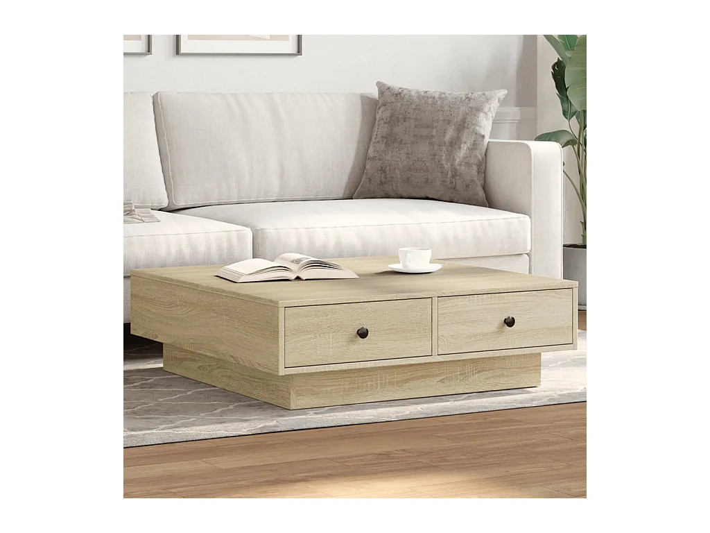 Table basse salon-Table d'appoint Chêne sonoma 90x90x28 cm Aggloméré SHL52117