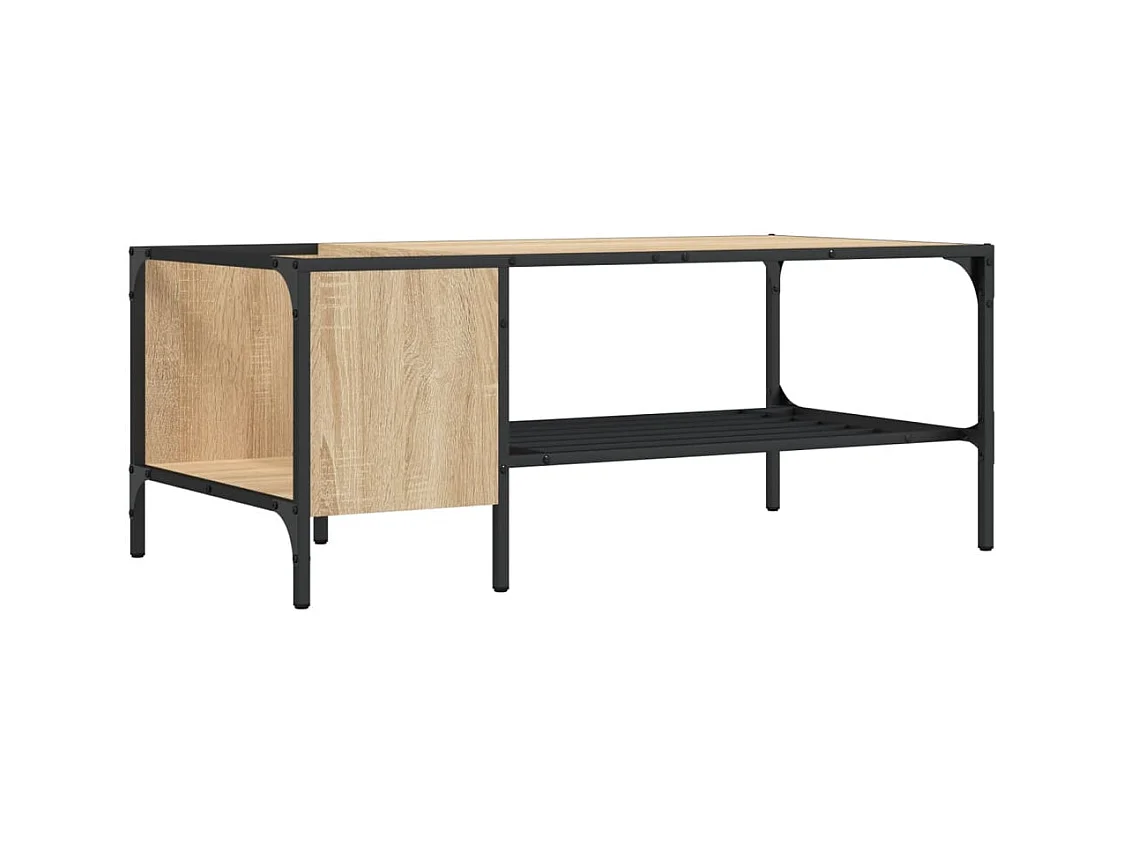 Mesa de centro-Mesa auxiliar de madera maciza de acacia 65x65x32 cm SHL1995