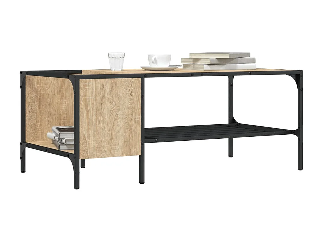 Couchtisch-Wohnzimmertisch-Beistelltische mit Regal Sonoma-Eiche 100x51x40 cm Holzwerkstoff SHL44603