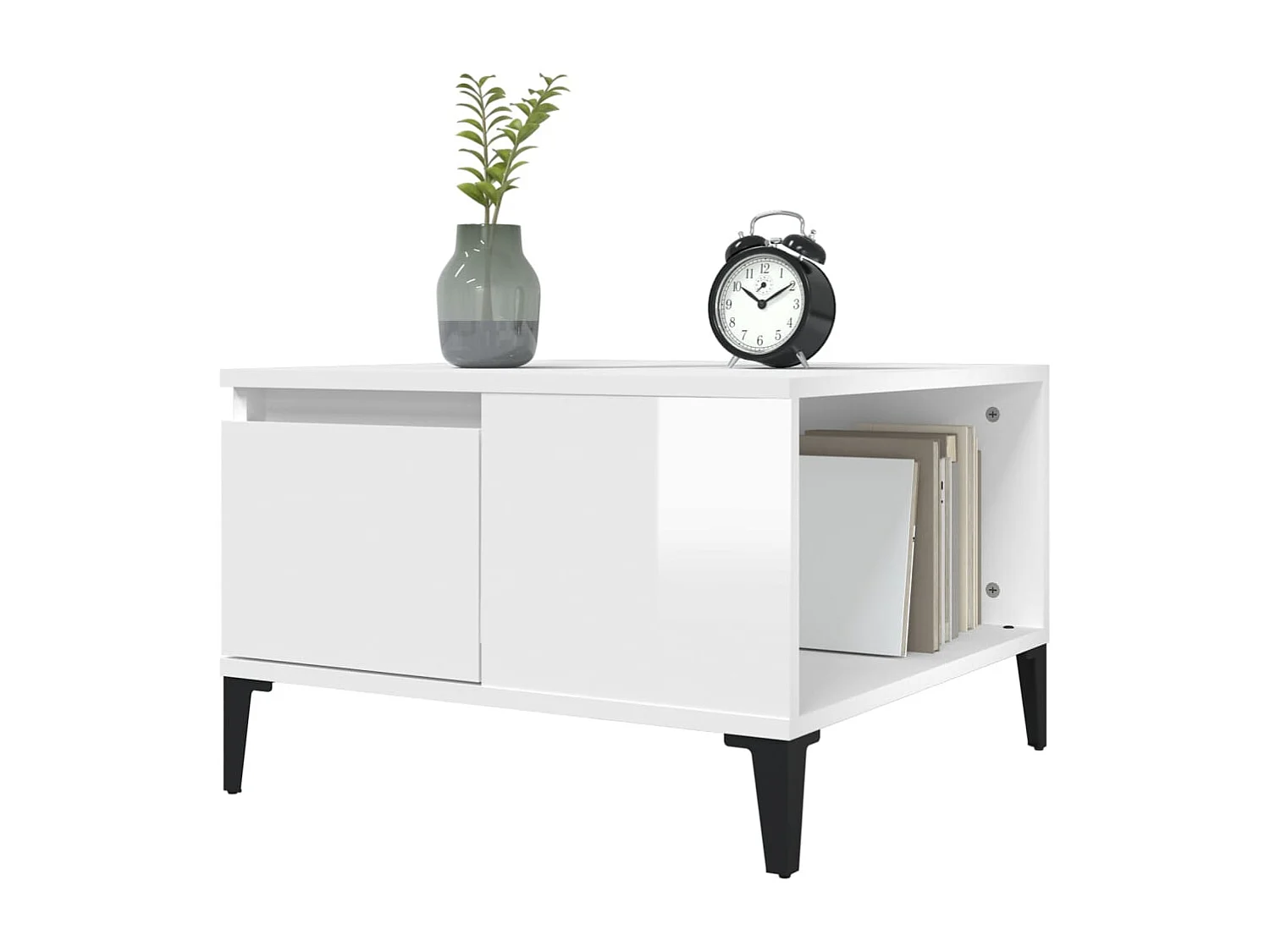 Couchtisch-Wohnzimmertisch-Beistelltische Hochglanz-Weiß 55x55x36,5 cm Holzwerkstoff SHL22512