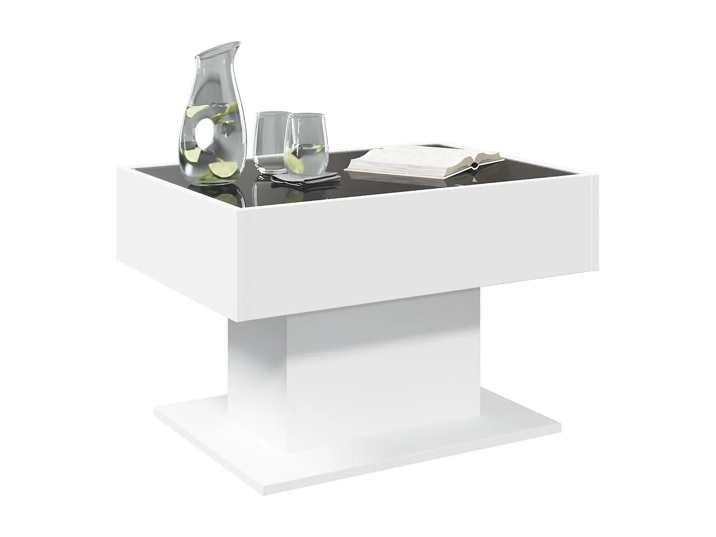 LED Couchtisch-Beistelltische-Sofatisch Weiß 70x50x45 cm Holzwerkstoff SHL9653