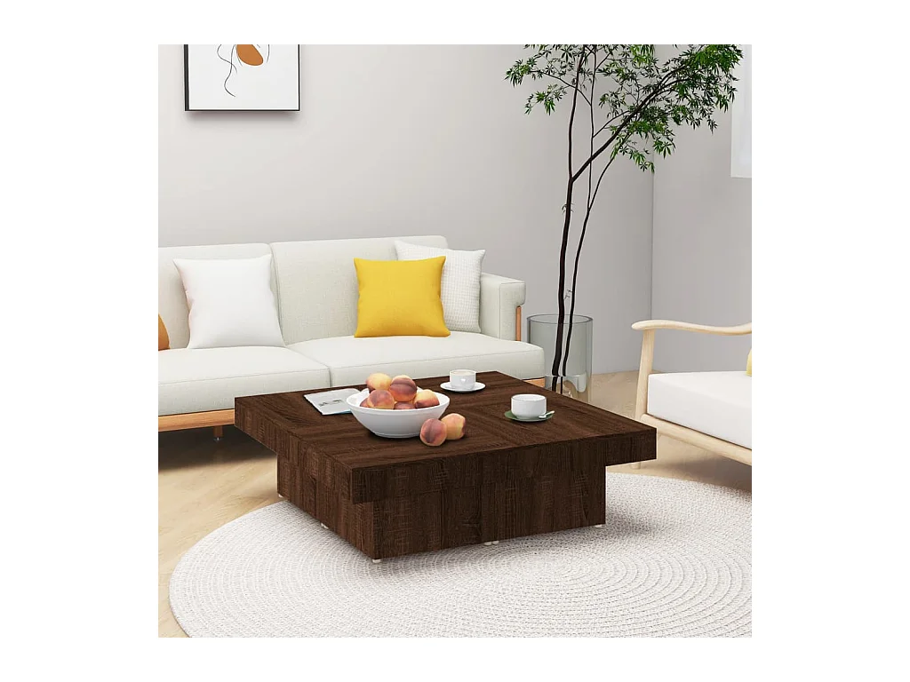 Table basse salon-Table d'appoint Chêne marron 90x90x28 cm Bois d'ingénierie SHL60489