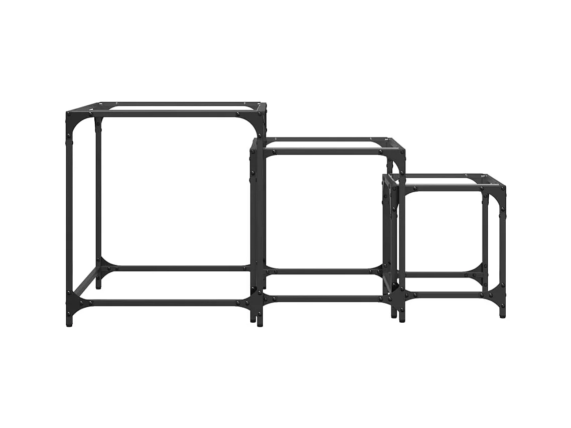 Tables basses gigognes 3 pièces dessus en verre transparent acier SHL94693