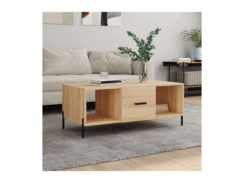 Mesa de centro | Mesa auxiliar madera de ingeniería roble ahumado 102x50x35 cm SHL3710