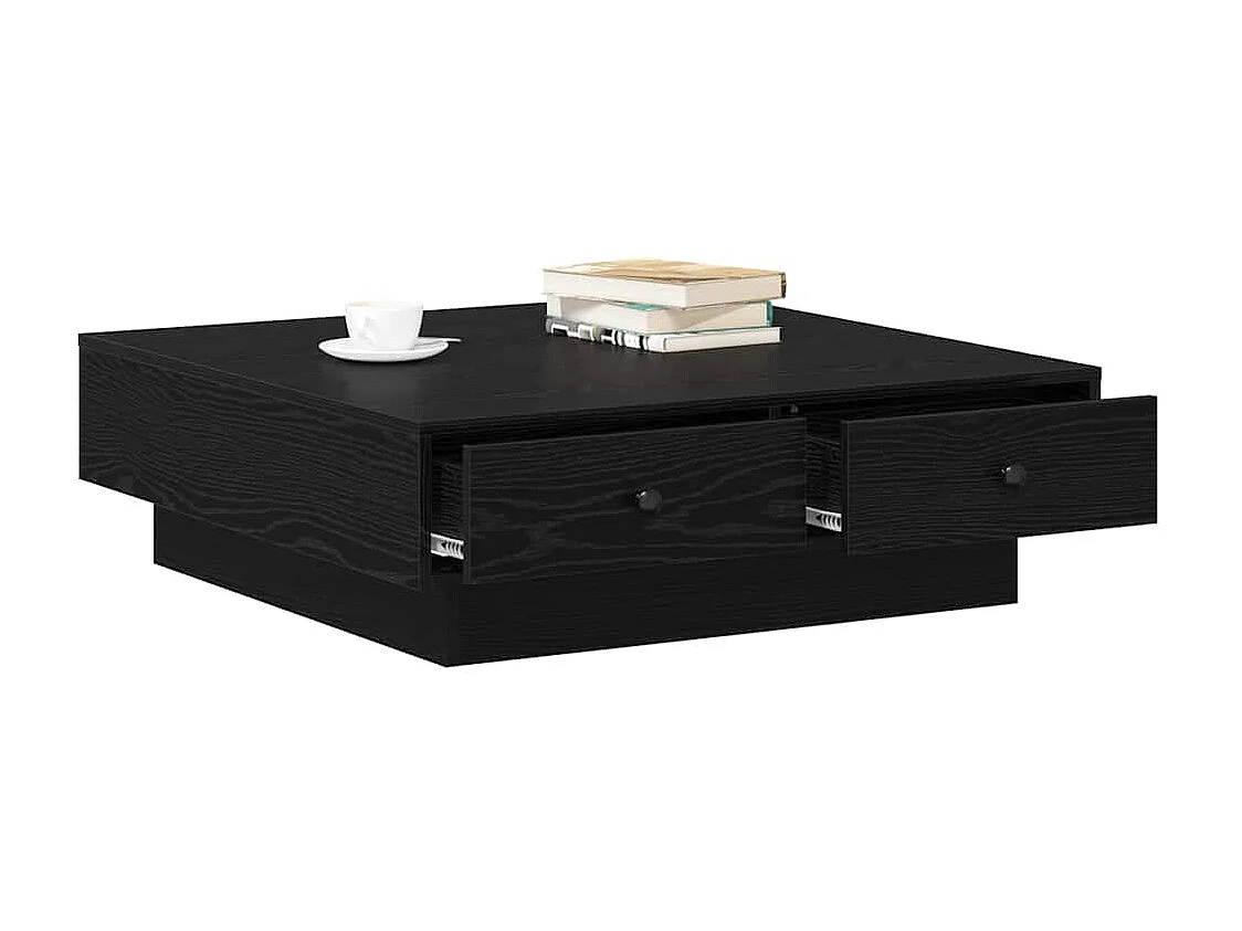 Salontafel | Woonkamertafel | Bijzettafel Zwart eiken 90 x 90 x 28 cm Bewerkt hout