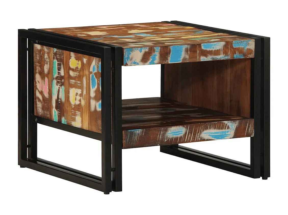 Couchtisch-Wohnzimmertisch-Beistelltische Mehrfarbig 50x50x38 cm Altholz Massivholz SHL87385