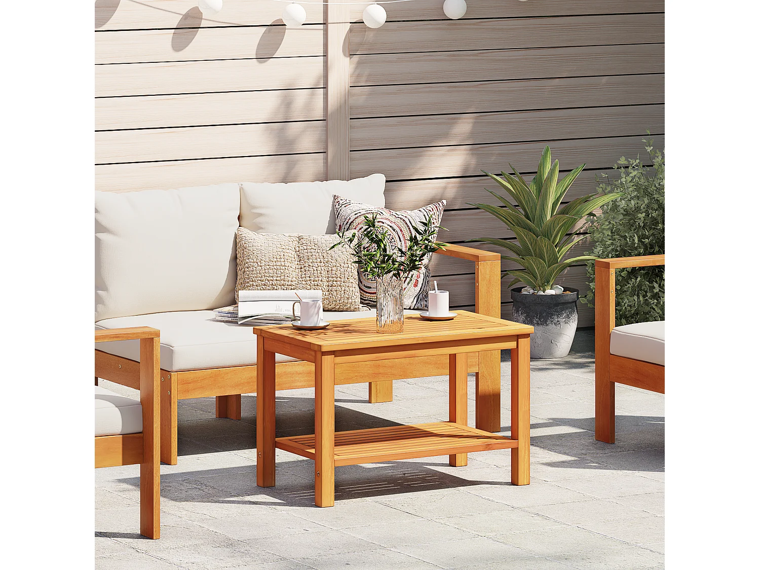 Table basse salon-Table d'appoint 70x40x45 cm en bois d'acacia massif SHL44978