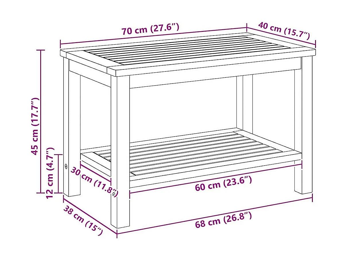 Table basse salon-Table d'appoint 70x40x45 cm en bois d'acacia massif SHL44978