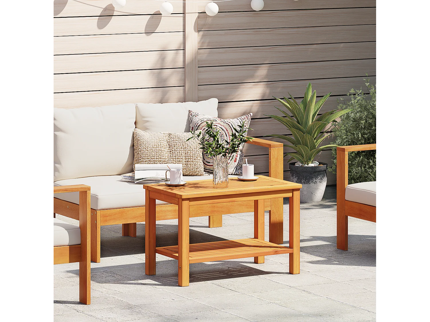 Table basse salon-Table d'appoint 70x40x45 cm en bois d'acacia massif SHL44978