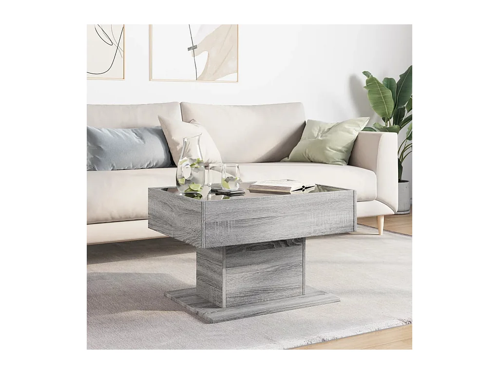 Mesa de centro-Mesa auxiliar madera contrachapada negro 60x60x30 cm SHL203516