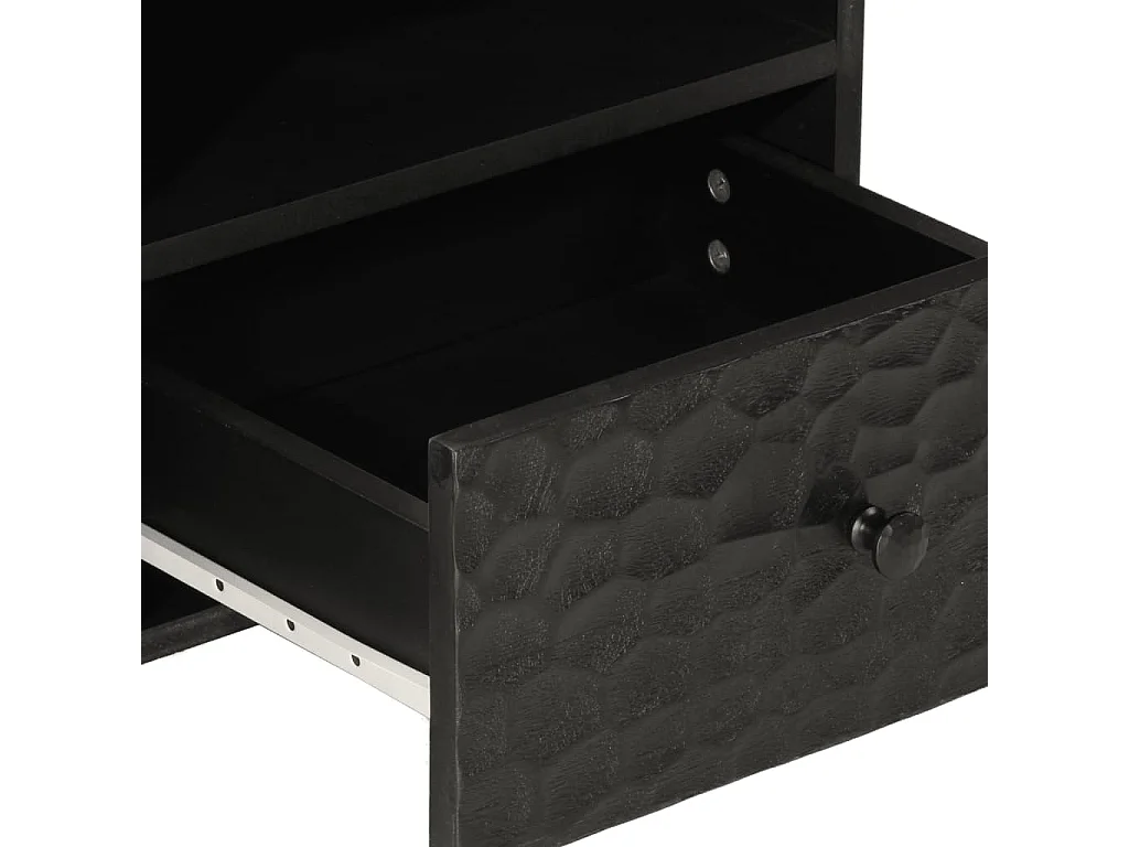 Couchtisch-Sofatisch-Beistelltische Schwarz 80x54x40 cm Massivholz Mango SHL52385