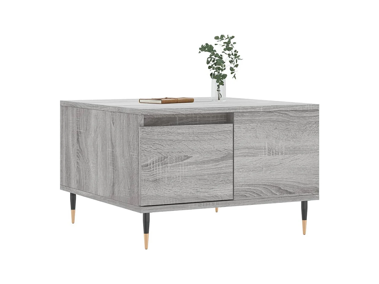 Mesa de centro | Mesa auxiliar madera ingeniería metal roble Sonoma 100x50x35cm SHL1201