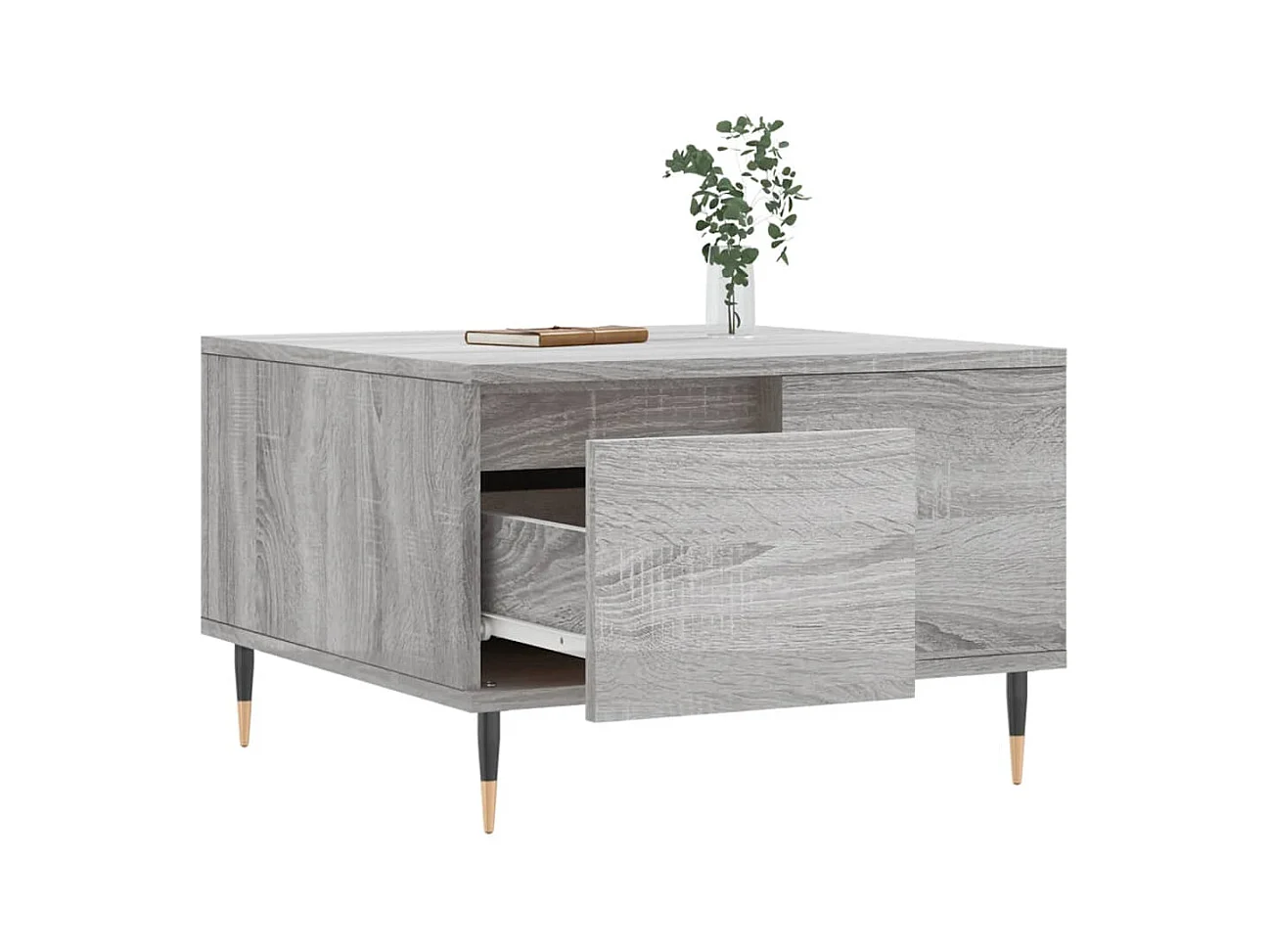 Mesa de centro | Mesa auxiliar madera ingeniería metal roble Sonoma 100x50x35cm SHL1201