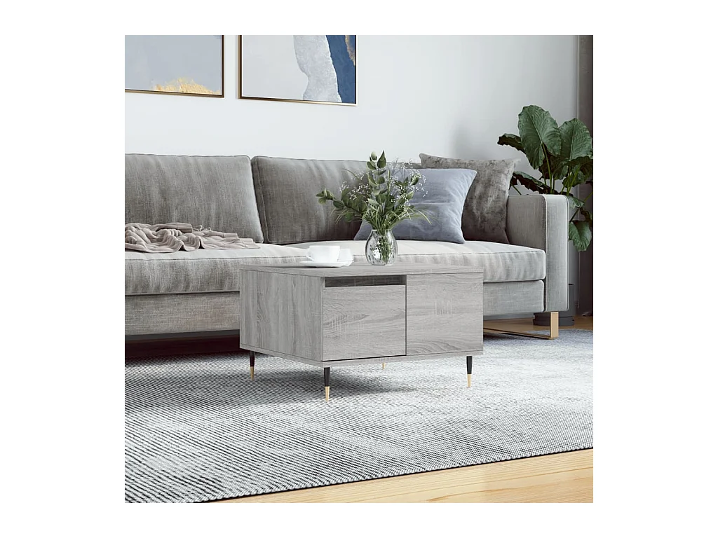 Mesa de centro | Mesa auxiliar madera ingeniería metal roble Sonoma 100x50x35cm SHL1201