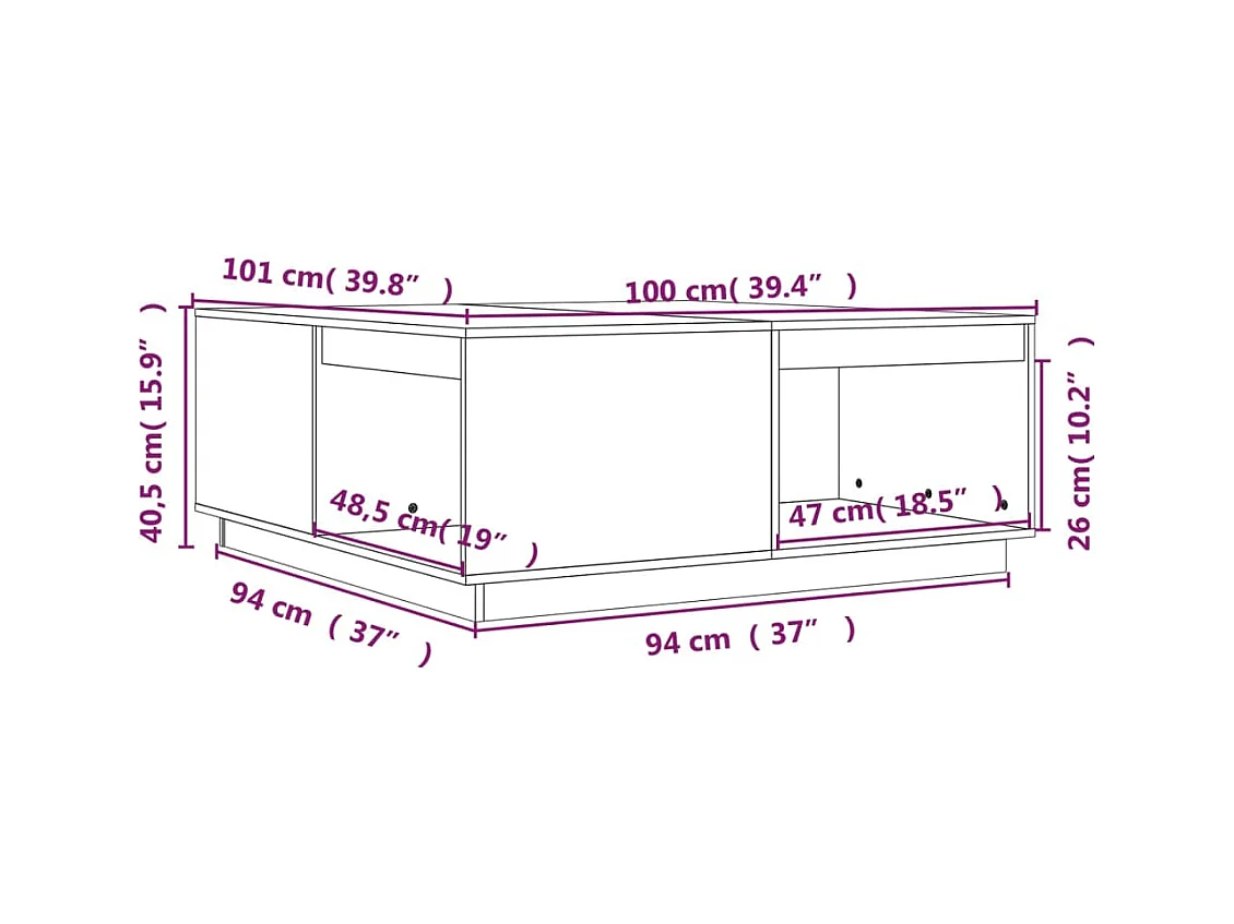 Table basse salon-Table d'appoint 100x101x40,5 cm Bois massif de pin SHL75346