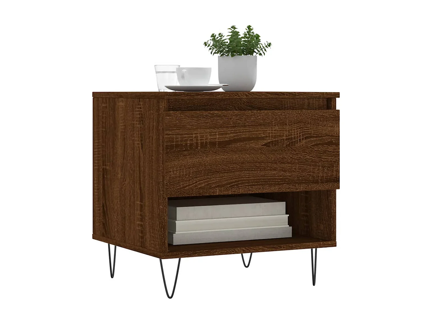 Lot de 2 Tables basses-Tables d'appoint chêne marron 50x46x50 cm bois d'ingénierie SHL66304