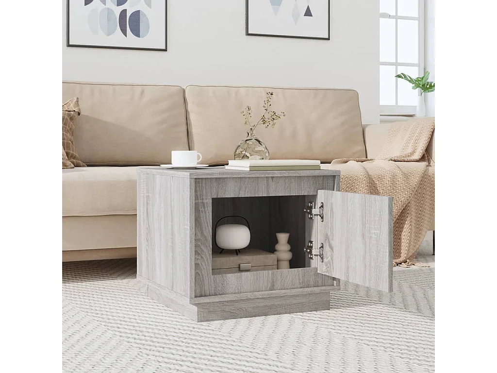 Mesa de centro | Mesa auxiliar madera contrachapada roble marrón 51x50x44 cm SHL4850