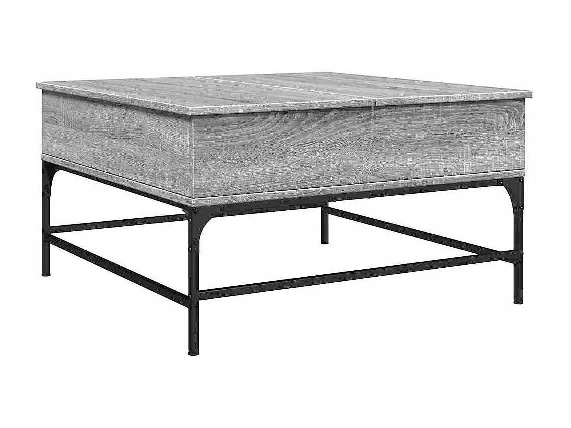 Couchtisch-Wohnzimmertisch-Beistelltische Grau Sonoma 80x80x45 cm Holzwerkstoff und Metall SHL67030