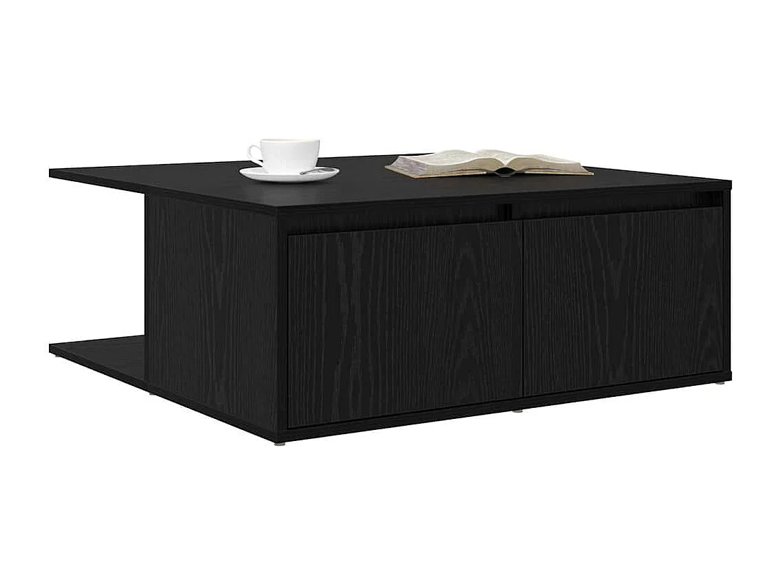 Mesa de centro | Mesa de apoio com gaveta Carvalho preto 80x80x31 cm