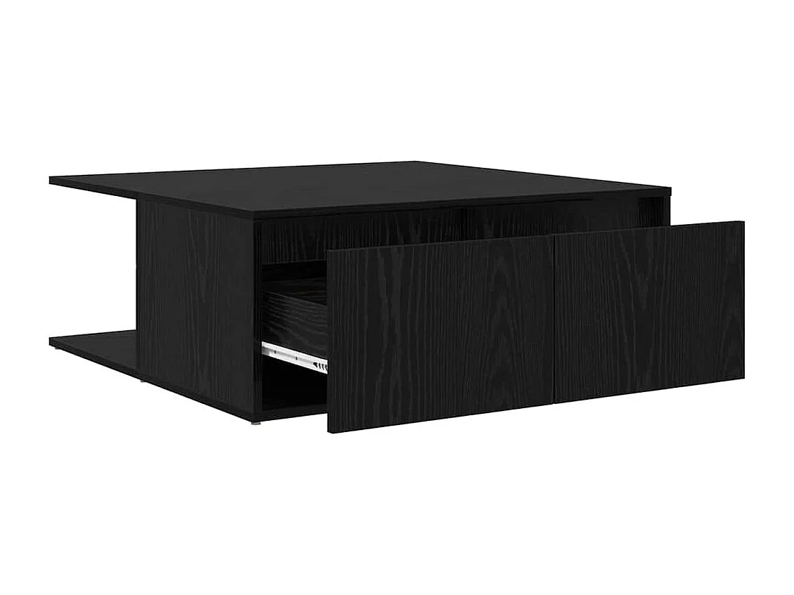 Mesa de centro | Mesa de apoio com gaveta Carvalho preto 80x80x31 cm