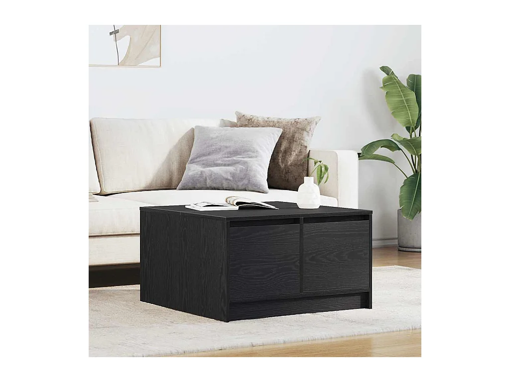 Table basse salon-Table d'appoint avec tiroirs chêne noir 70,5x70x40 cm SHL29319