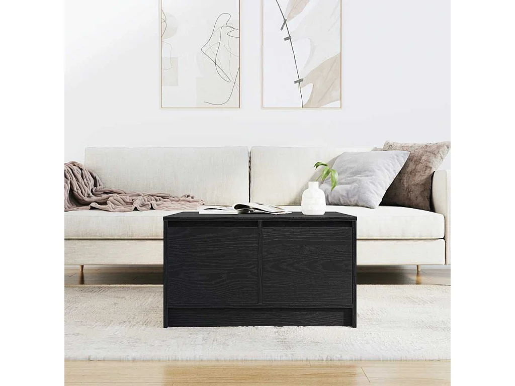 Mesa de centro | Mesa de apoio com gavetas 70.5x70x40 cm carvalho preto