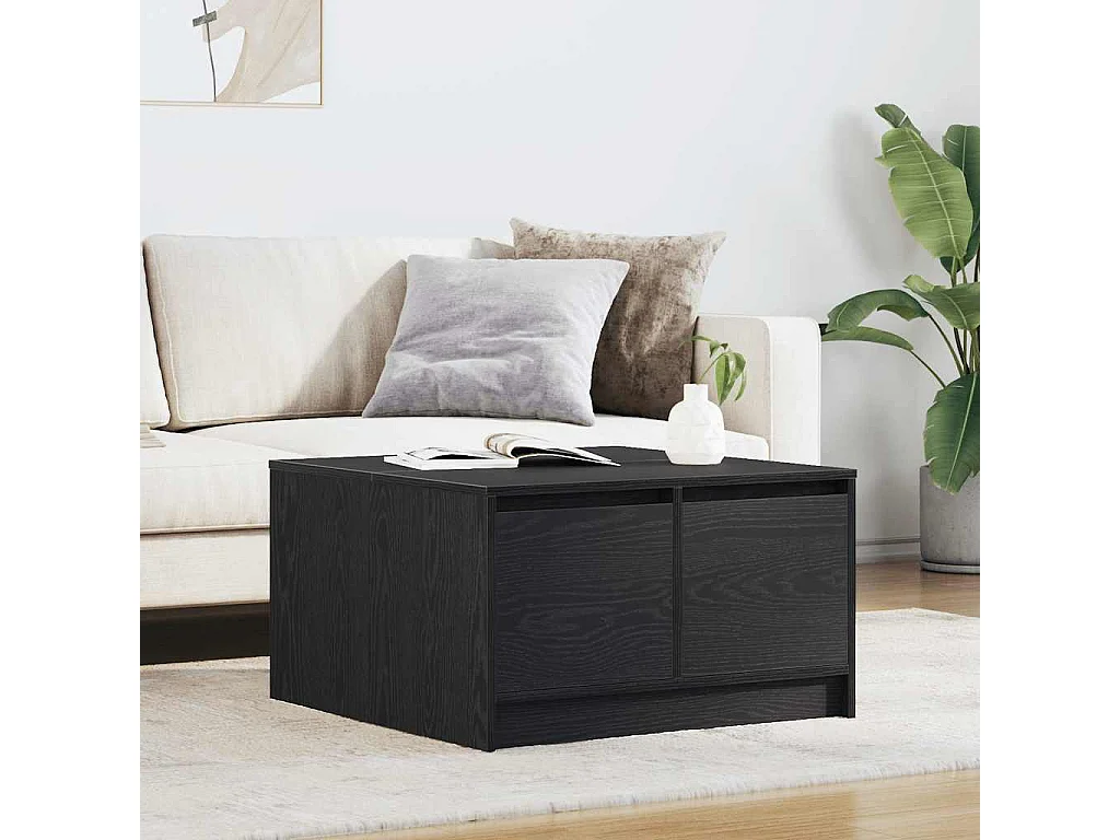 Mesa de centro | Mesa de apoio com gavetas 70.5x70x40 cm carvalho preto