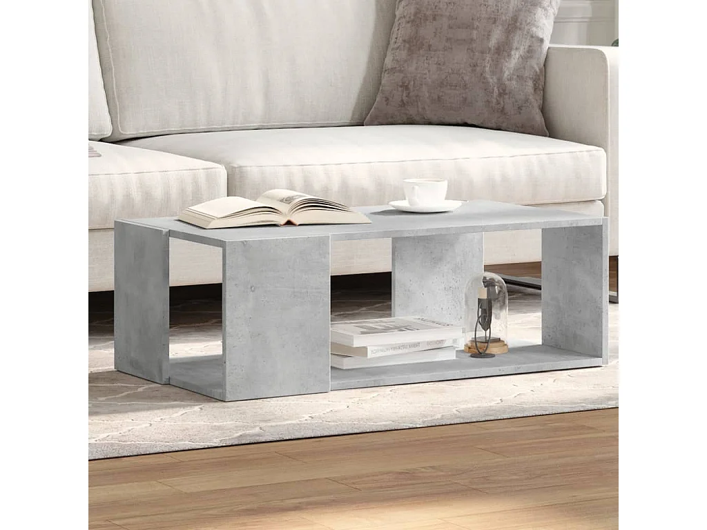 Tavolino Salotto-Tavolino Basso Grigio Cemento 89.5x48x30cm Legno Multistrato SHL74018