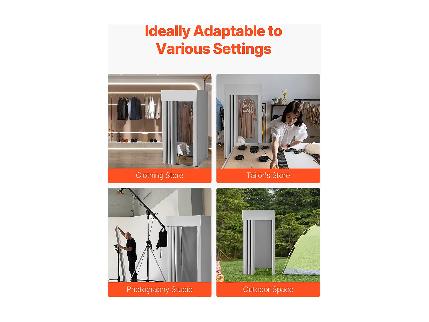 Paskamer SucceBuy, 99x99x198 cm, Draagbare Kleedkamer met Dikke Polyester Gordijnen en Haak, Privéspace voor Winkels, Boetieks