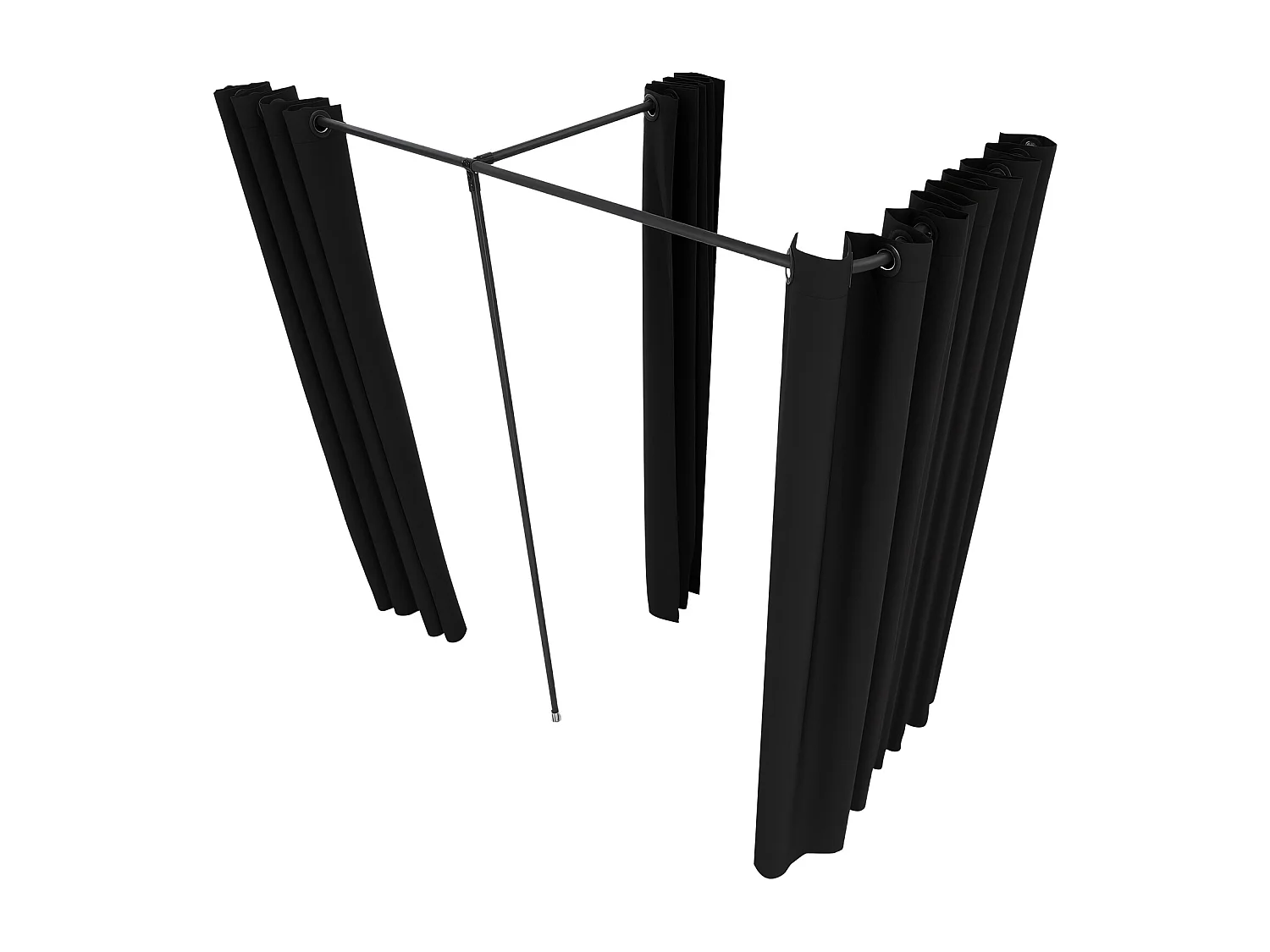 Doppelte Umkleidekabine SucceBuy, 200 x 100 x 200 cm, Tragbare Garderobe mit dicken Polyester-Vorhängen, Privater Bereich für Geschäfte, Boutiquen, Schwarz