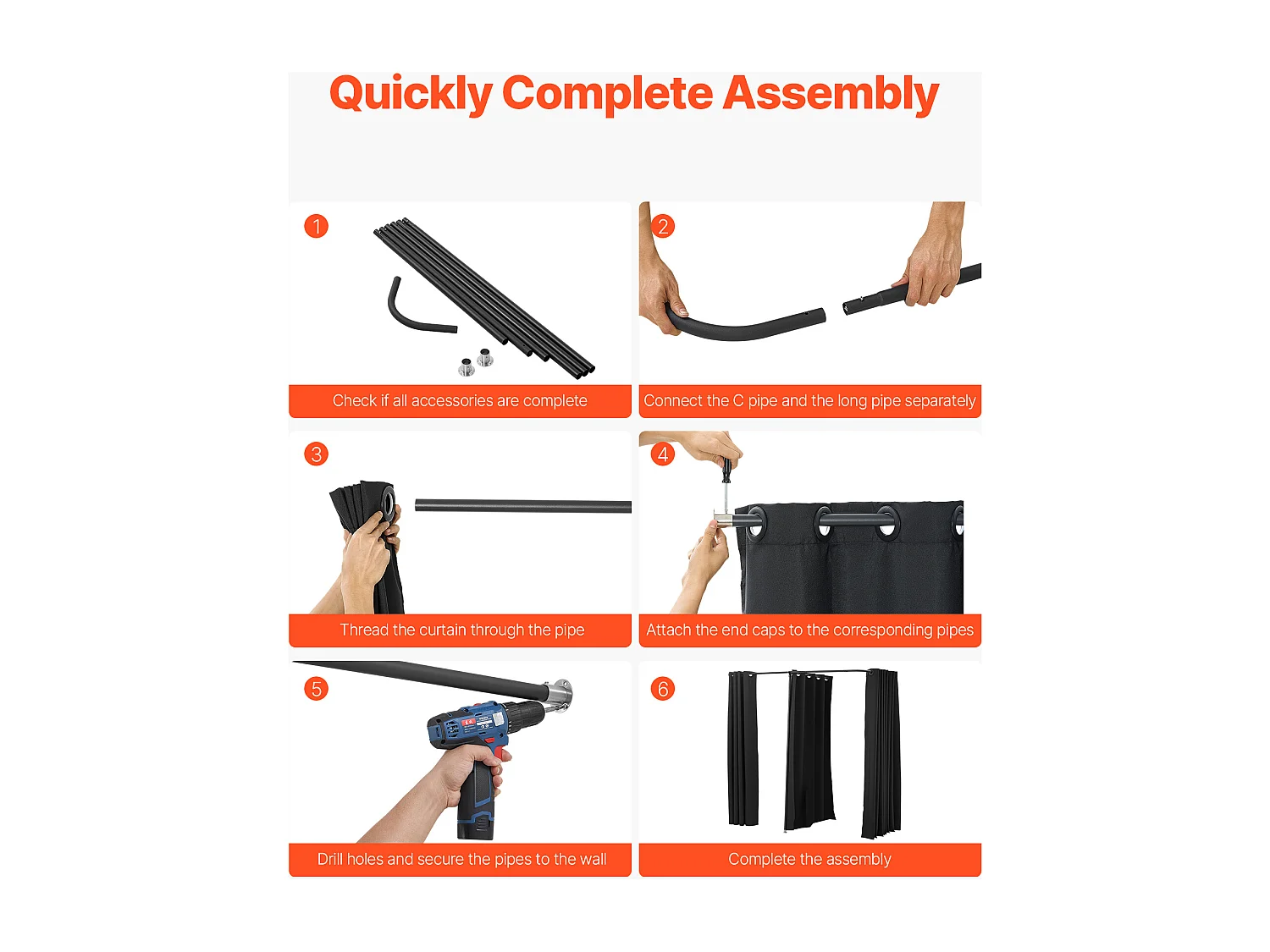 Doppelte Umkleidekabine SucceBuy, 200 x 100 x 200 cm, Tragbare Garderobe mit dicken Polyester-Vorhängen, Privater Bereich für Geschäfte, Boutiquen, Schwarz